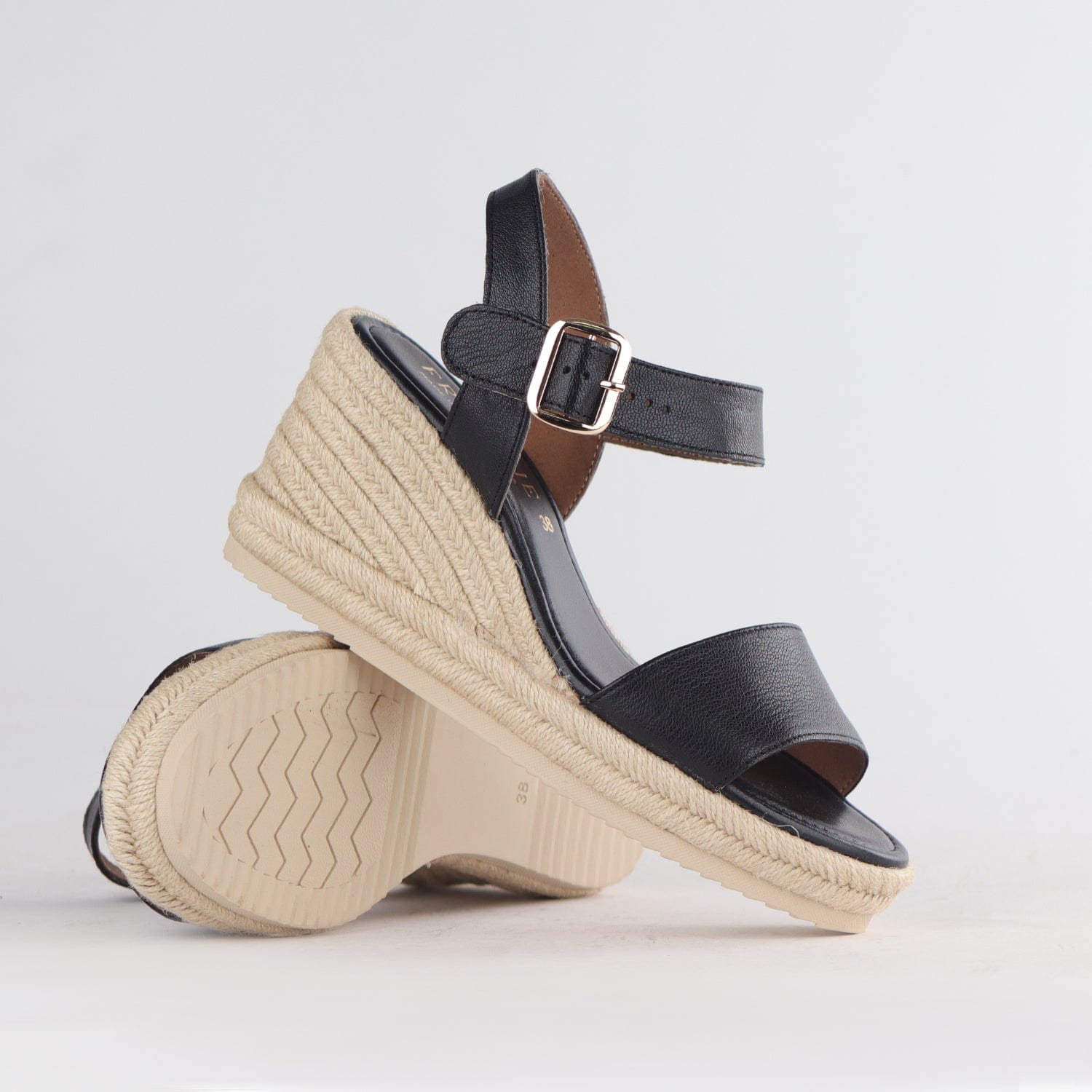 Froggie Shoes Shoes Espadrille Wedge Sandal in Black - 12683