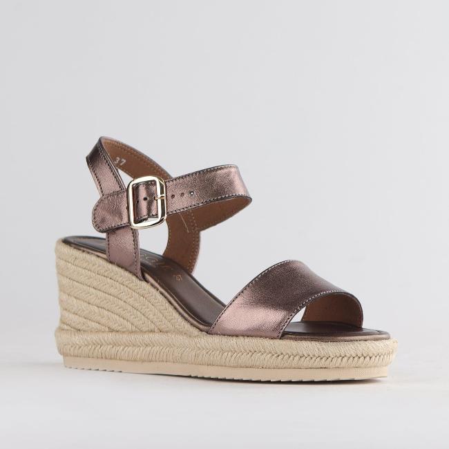 Froggie Shoes Shoes Espadrille Wedge Sandal in Lead Metallic - 12683