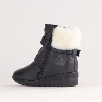 Froggie Shoes Shoes Fur Collar Ankle Boot in Black – 12460