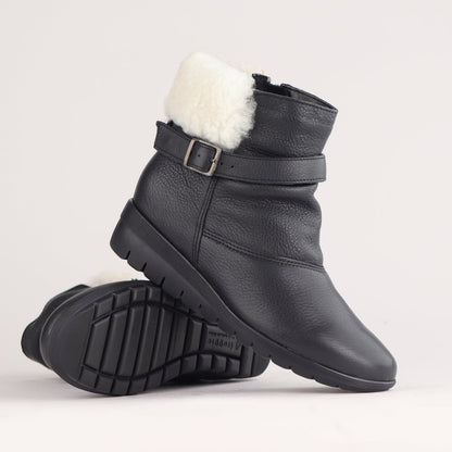 Froggie Shoes Shoes Fur Collar Ankle Boot in Black – 12460