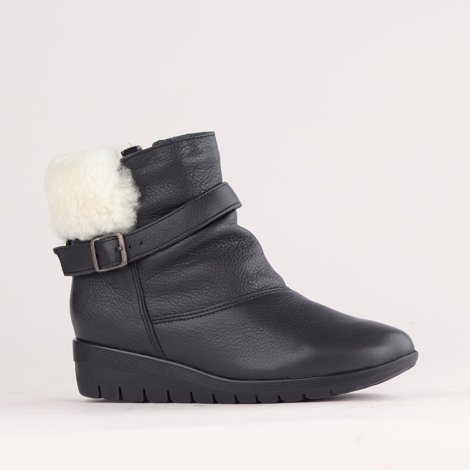 Froggie Shoes Shoes Fur Collar Ankle Boot in Black – 12460