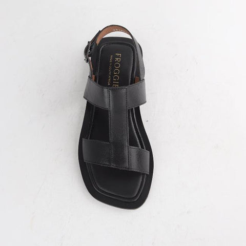 Grecian inspired Flat Sandal in Black - 12706