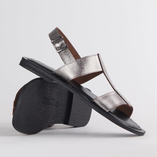 Grecian inspired Flat Sandal Leather Sandal Flat Slingback Sandale South Africa Sandal Pewter Sliver 5 Pewter 12706