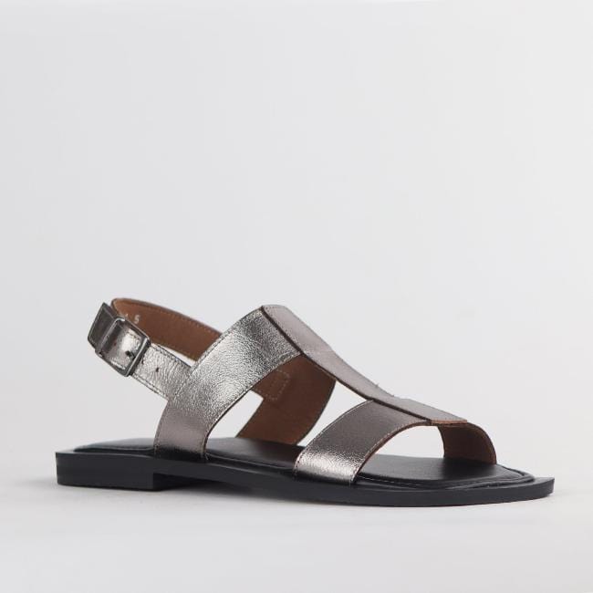 Grecian inspired Flat Sandal Leather Sandal Flat Slingback Sandale South Africa Sandal Pewter Sliver 5 Pewter 12706