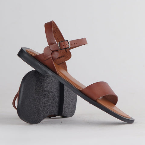 Grecian inspired Slingback Sandal in Chestnut - 12715