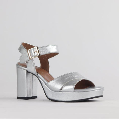 High Heel Platform Sandal in Sliver - 12676