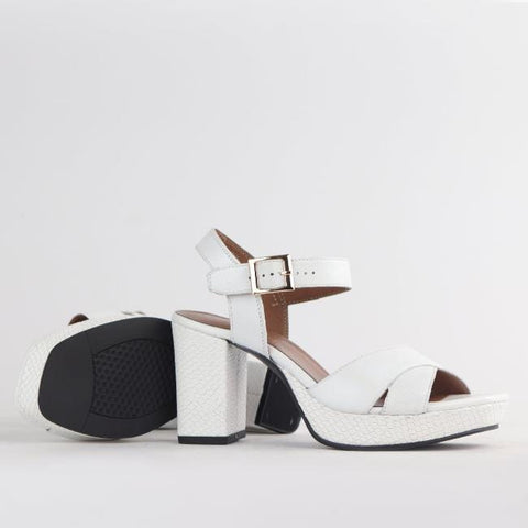 High Heel Platform Sandal in White - 12676