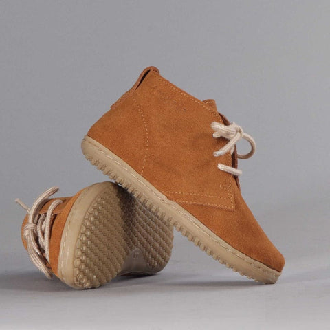 Kids Lace-up ankle Boot with Removable Footbed in Tan - 11744