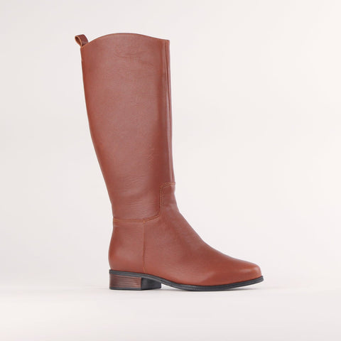 Knee High Flat Boot in Chestnut - 12610