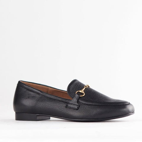 Loafer with Gold Trim in Black - 12451