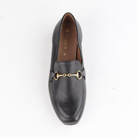 Loafer with Gold Trim in Black - 12451