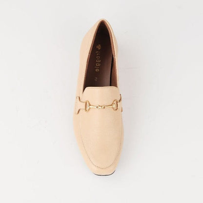 Froggie Shoes Shoes Loafer with Gold Trim in Cream - 12451