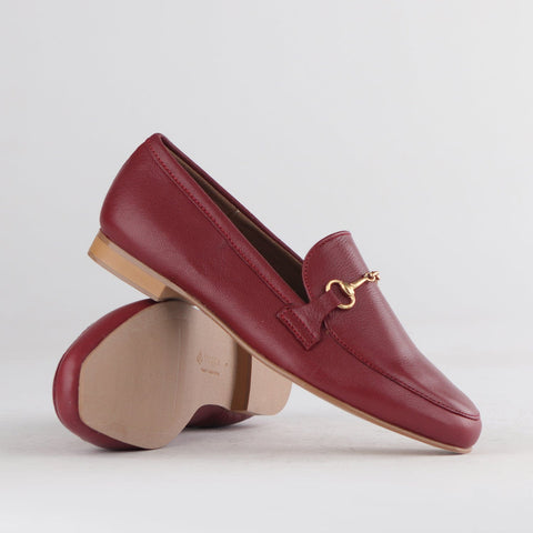 Loafer with Gold Trim in Red Multe - 12451