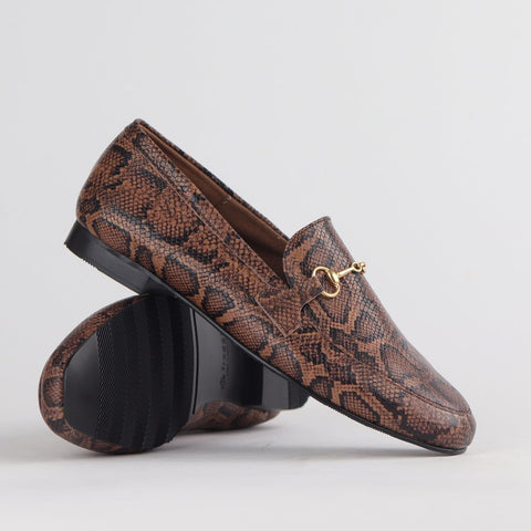 Loafer with Gold Trim in Saddle - 12451