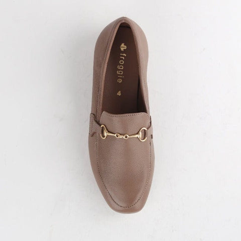 Loafer with Gold Trim in Stone - 12451