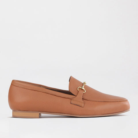 Loafer with Gold Trim in Tan - 12451