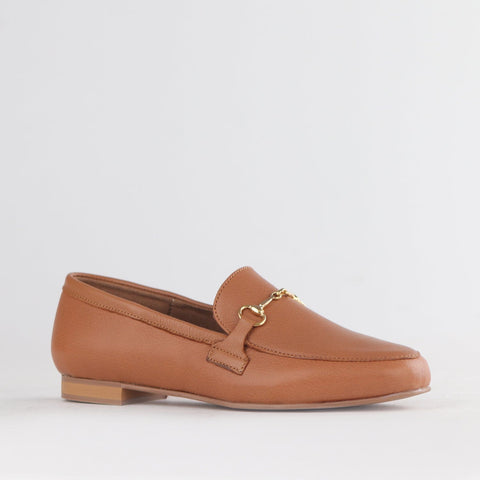 Loafer with Gold Trim in Tan - 12451