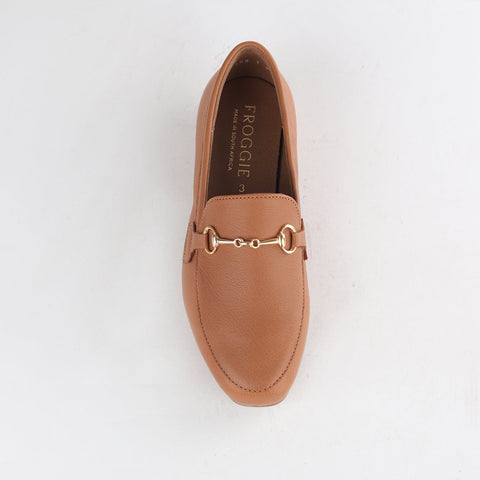 Loafer with Gold Trim in Tan - 12451