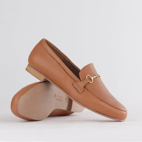 Loafer with Gold Trim in Tan - 12451