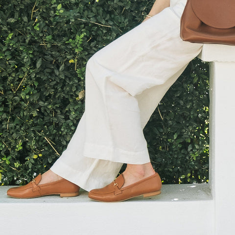 Loafer with Gold Trim in Tan - 12451