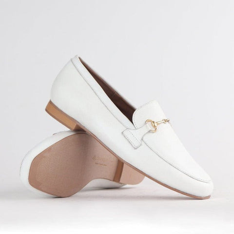 Loafer with Gold Trim in White - 12451