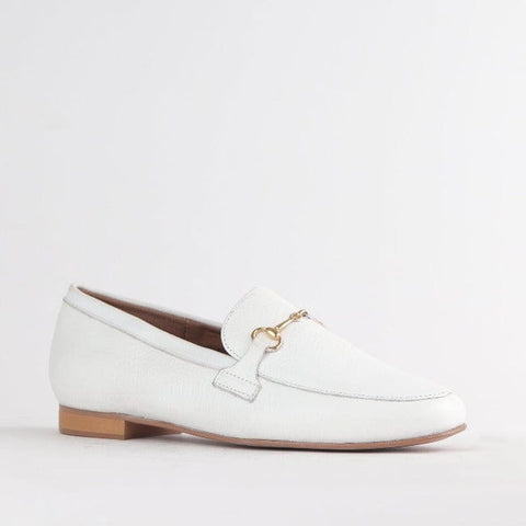 Loafer with Gold Trim in White - 12451