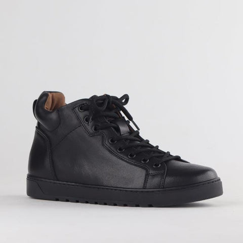 Men's High-top Sneaker with Removable Footbed in Black - 12744