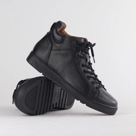 Men's High-top Sneaker with Removable Footbed in Black - 12744