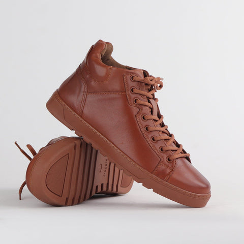 Men's High-top Sneaker with Removable Footbed in Chestnut - 12744