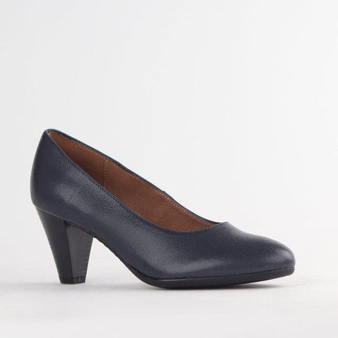 Mid Heel Court Shoe in  Navy - 12045