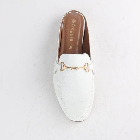 Open back mule with gold trim  in White - 12450