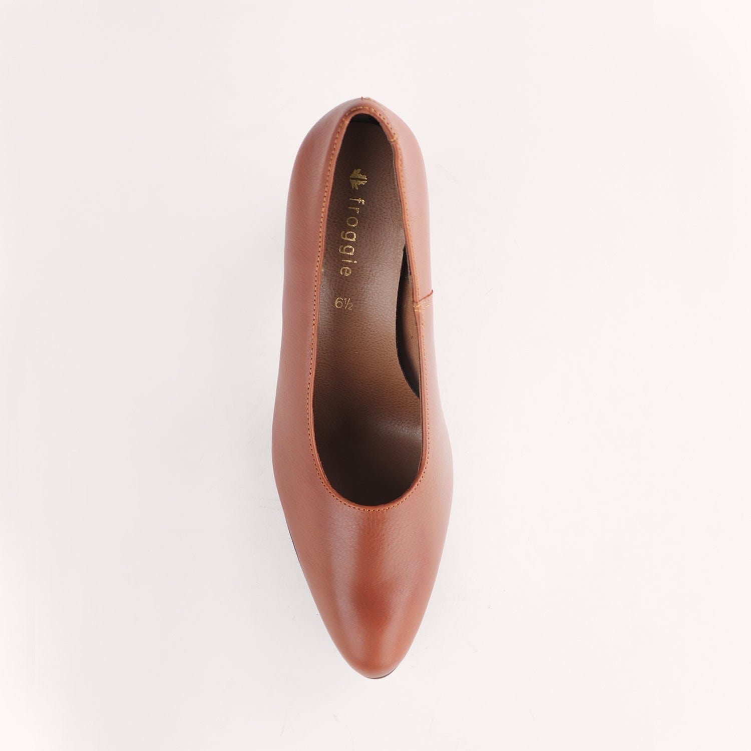 Froggie Shoes Shoes Pointed Court Shoes with Block High Heel in Chestnut - 12625