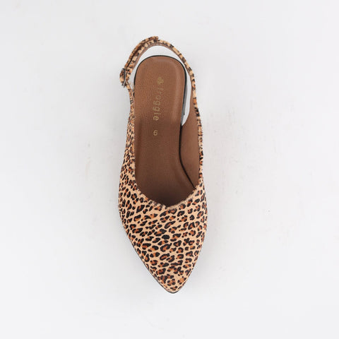 Pointed Flat Slingback in Cheetah Tan - 12729