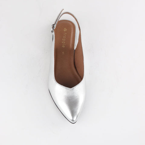 Pointed Flat Slingback in Silver - 12729