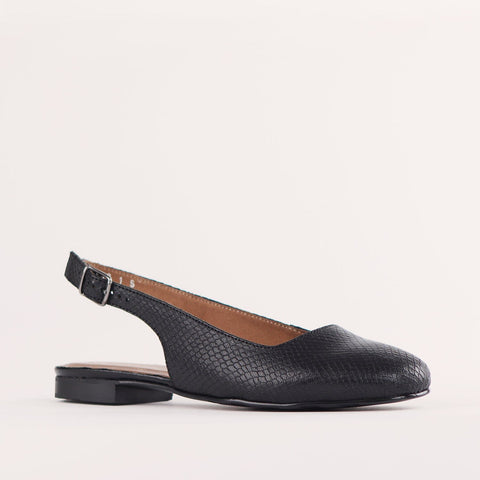 Slingback Flat Pump in Black - 12589