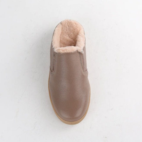 Slip-on sneakers with Sheepskin Fur Linning in Stone - 12798