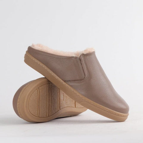 Slip-on sneakers with Sheepskin Fur Linning in Stone - 12798