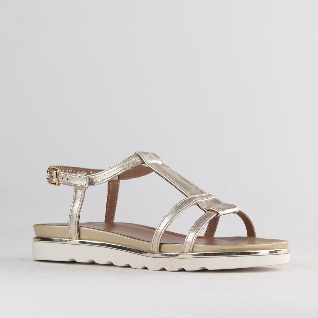 Froggie Shoes Shoes Strappy Flat Sandal in Gold - 12816