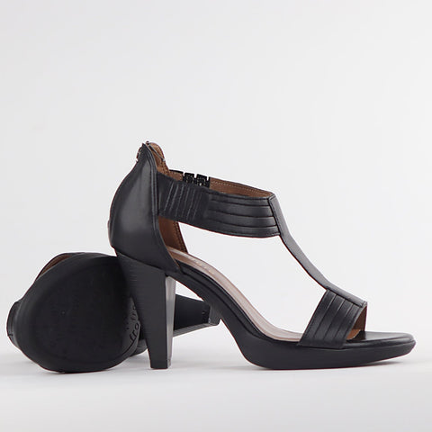 Close Back T-Bar High Heel Sandal in Black - 10729