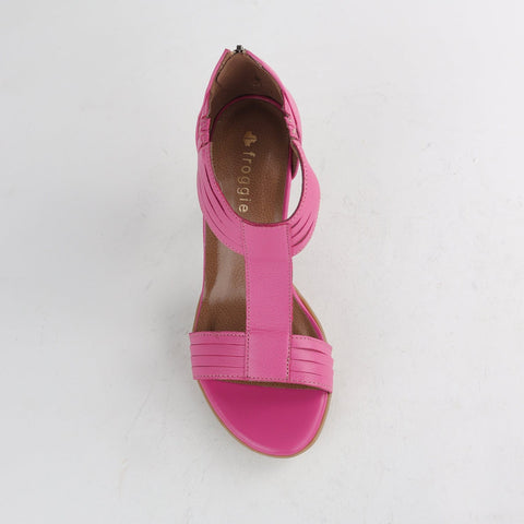 Close Back T-Bar High Heel Sandal in Hot Pink - 10729