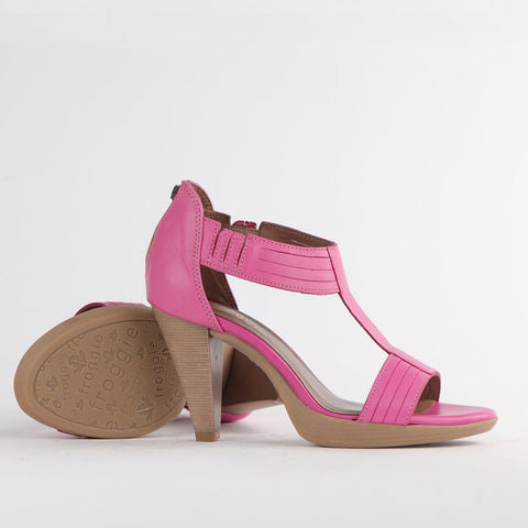 Close Back T-Bar High Heel Sandal in Hot Pink - 10729