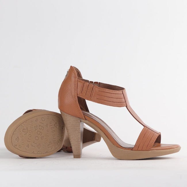 Froggie Shoes Shoes T-Bar High Heel Sandal in Tan - 10729