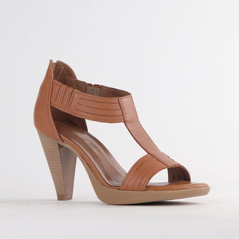 Close Back T-Bar High Heel Sandal in Tan - 10729