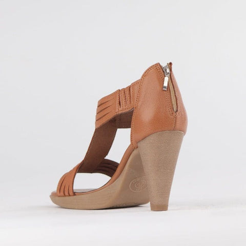 Close Back T-Bar High Heel Sandal in Tan - 10729