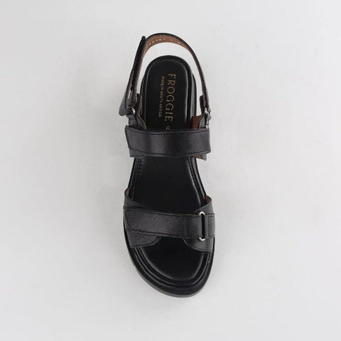 Triple Velcro straps Sandal in Black - 12667