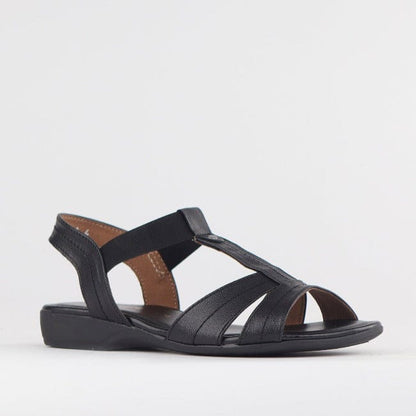 Froggie Shoes Shoes Wider Fit Slingback Flat Sandal in Black - 11016