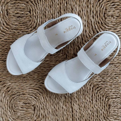 Wider Fit Slingback Flat Sandal in White - 12221