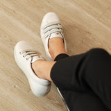 Sneaker with Removable Footbed in Ivory -12383 - Froggie Shoes